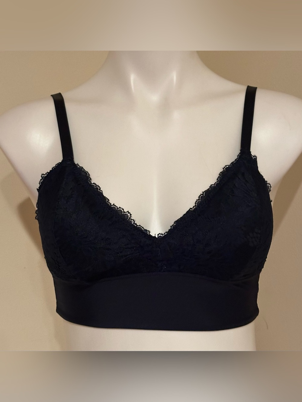 ADRIENNE VITTTADNI Navy Blue Lace Longline Bralette